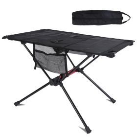 Portable Folding Camping Table Foldable Beach Table Aluminum Alloy Frame with 2 Cup Holders 2 Side Pockets Carry Bag for Picnic Camping Hiking Be